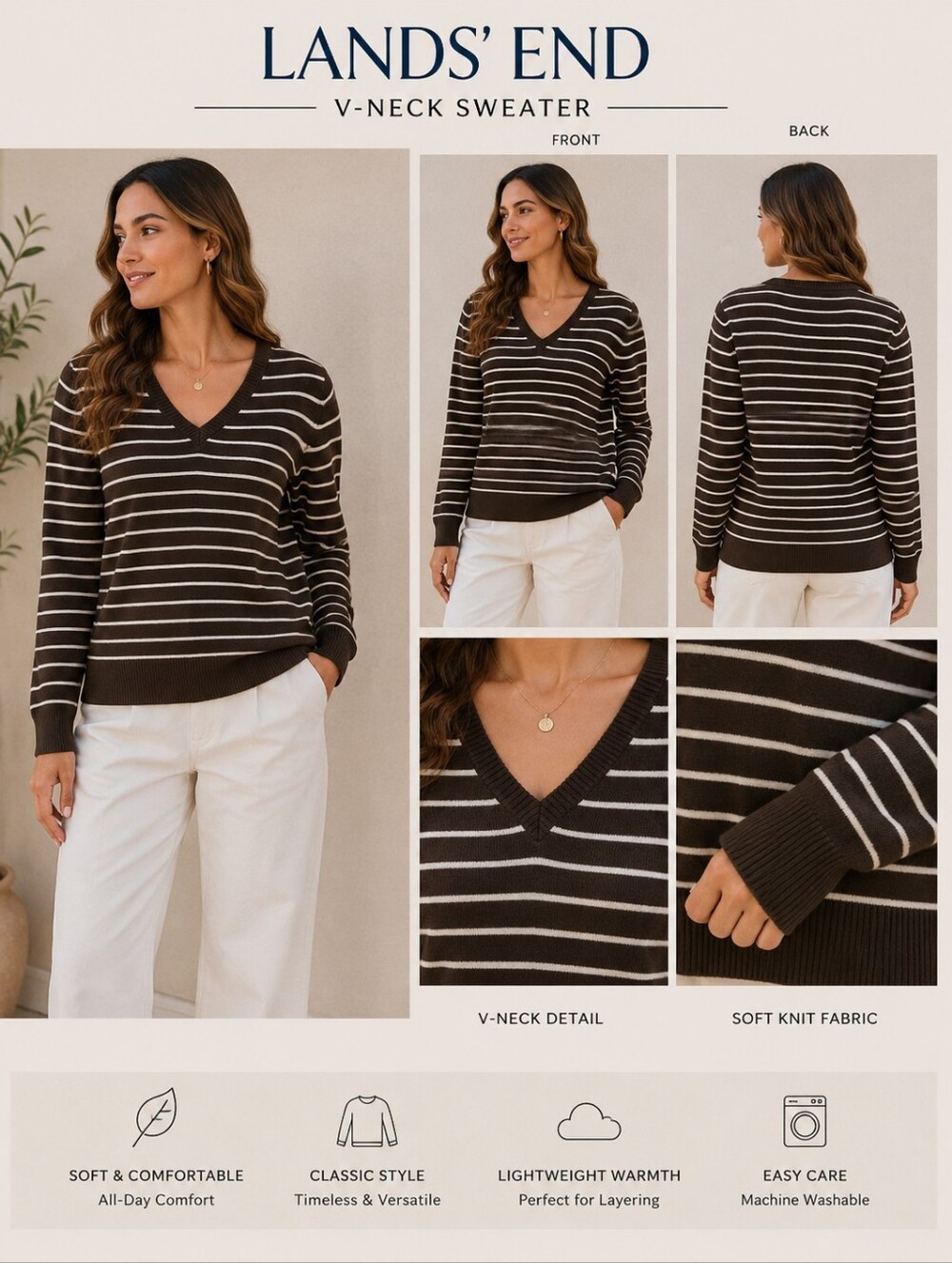 Lands End V-neck Sweater
